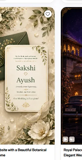Wedding Website with a Beautiful Botanical Wedding Theme invitation preview