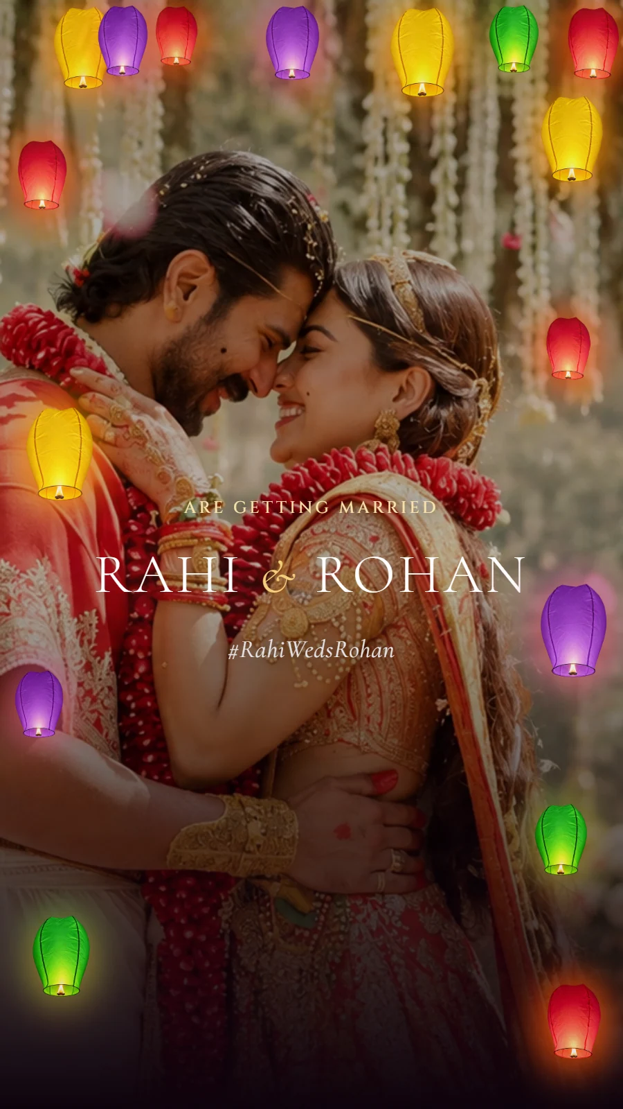 Indian Wedding Website With a Glowing Lantern Wedding Theme invitation preview