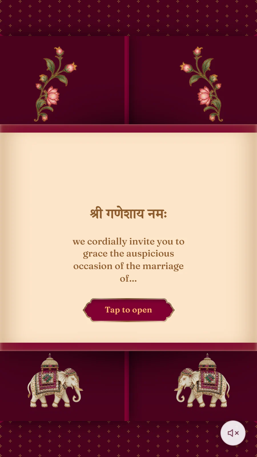 Wedding Invitation Website With a Heritage Palace Theme invitation preview