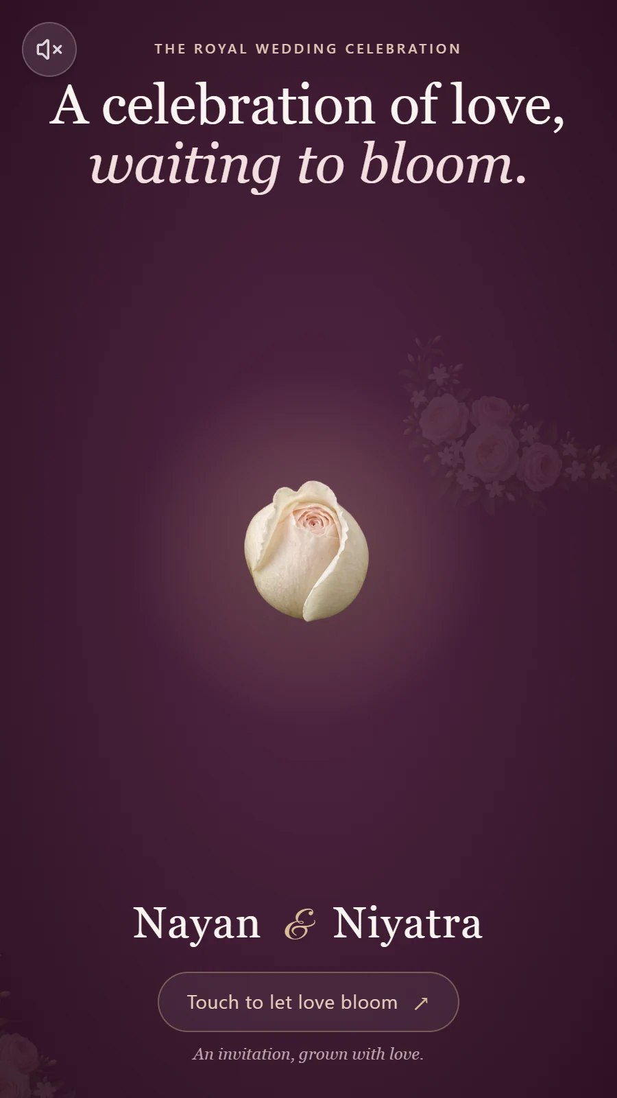 Wedding Website with Romantic Royal Wedding Design invitation preview