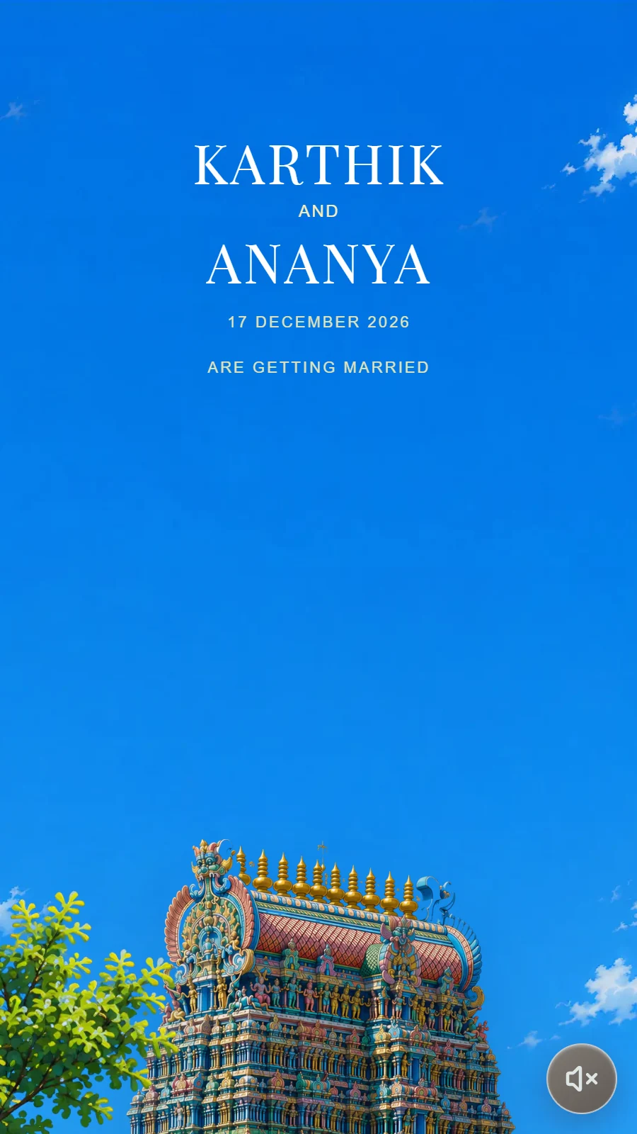 Wedding Website Design with a South Indian Wedding Theme invitation preview